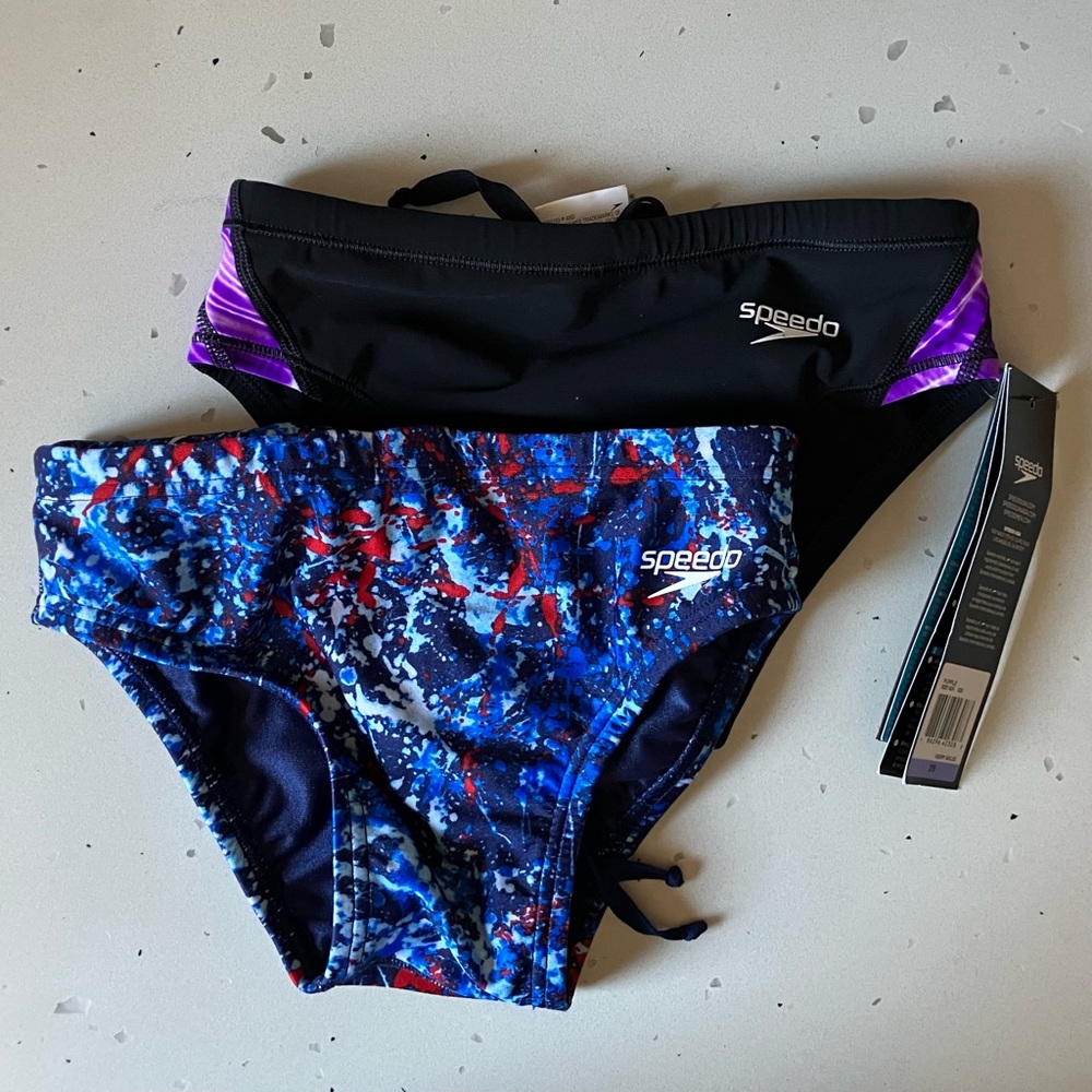 NWT 2 pairs Boys Speedo Racing Suit, sz 26